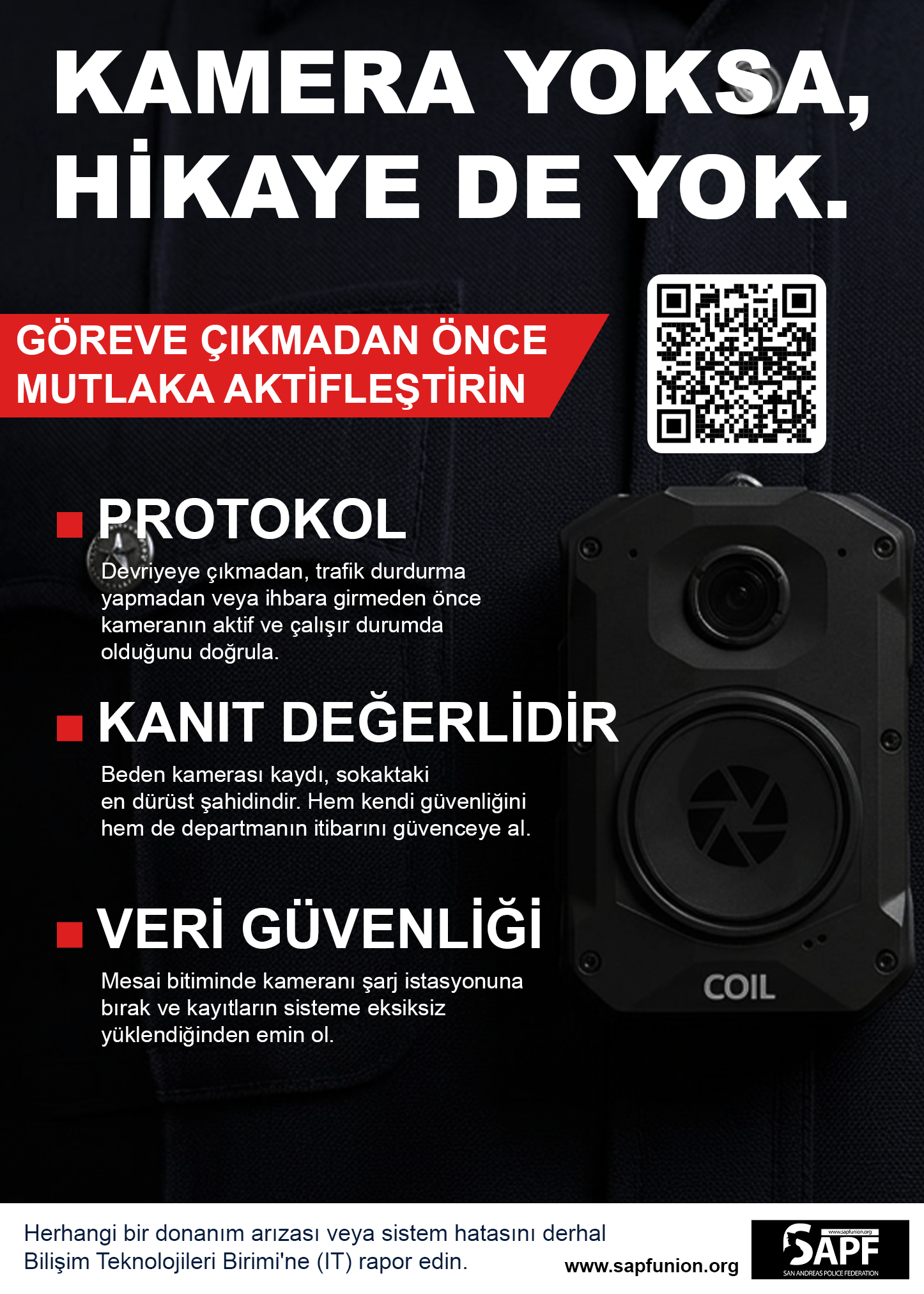 COIL beden kamerası posteri: Kamera yoksa, hikaye de yok.